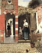 the courtyard of a house in delft Pieter de Hooch